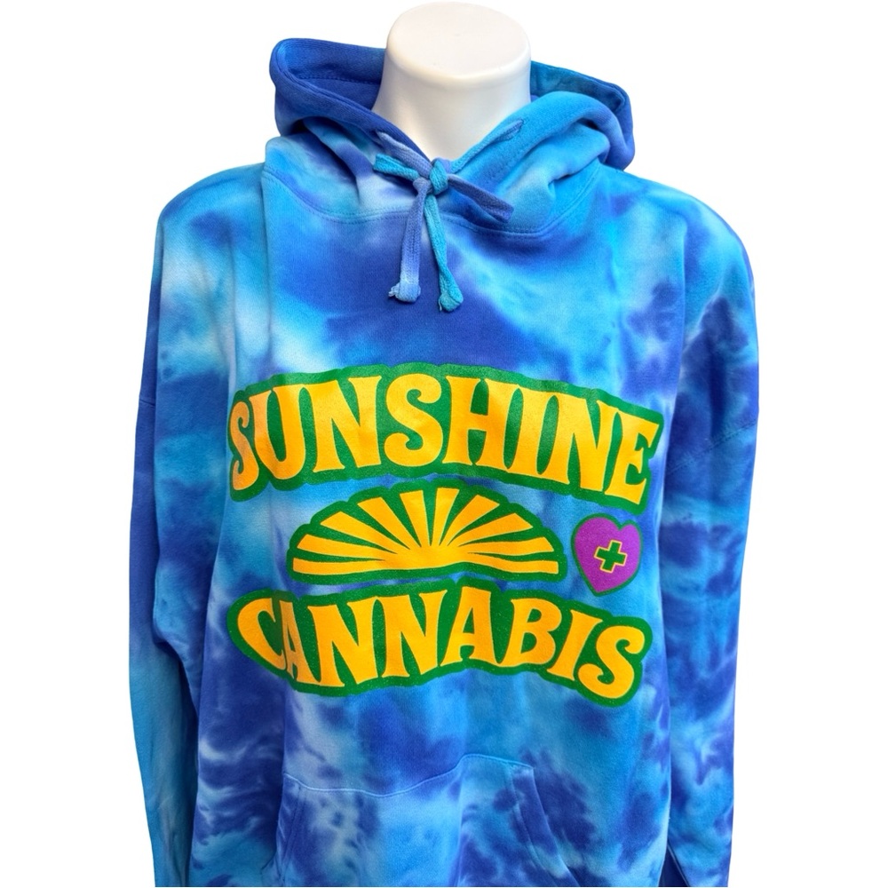 Sunshine Cannabis Blue Tie-Dye Hoodie 2XL UNISEX - Picture 4 of 8